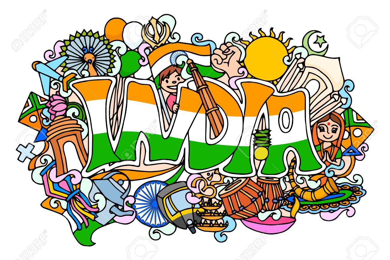 50263814 vector illustration of colorful doodle on india concept