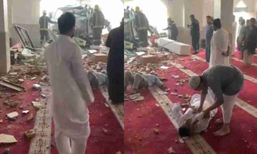 in jeddah a speeding vehicle hit a mosque wall injuring 5 people