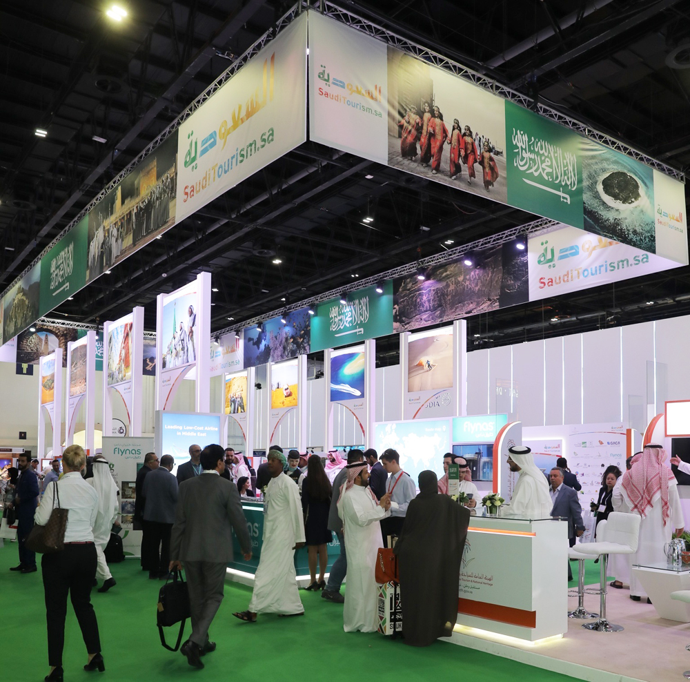 a saudi stand at the arabian travel market